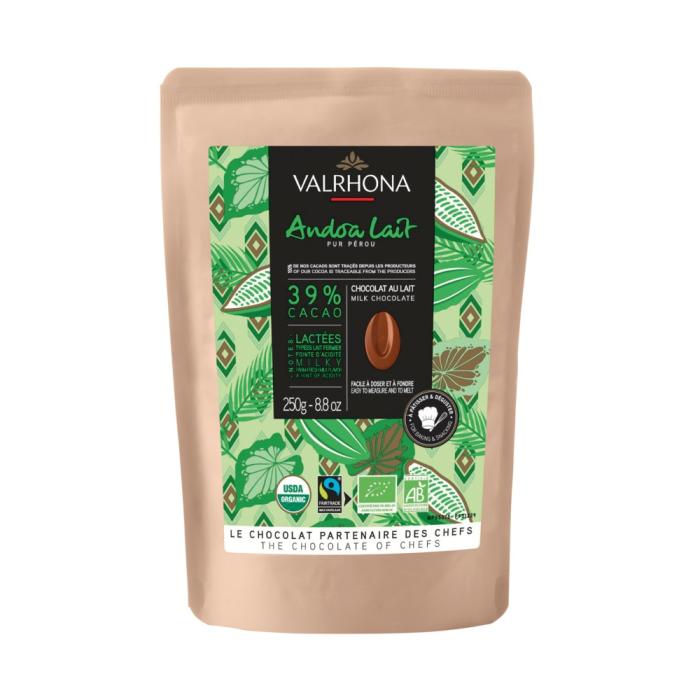 Melkchocolade voor patisserie Andoa 39%, bio & fairtrade